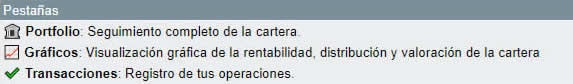 Detalle con la info de las 3 pestañas