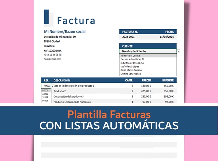 plantilla facturas excel con listas desplegables y calculos automaticos